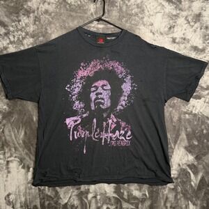 Zion Rootswear Jimi Hendrix Purple Haze Graphic T-Shirt Black Distressed Mens 2X